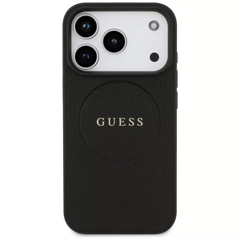 Capa MagSafe Guess Grained Ring para iPhone 17 Pro, preto