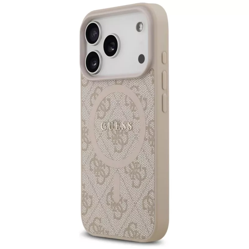 Capa Guess 4G Ring Classic Logo MagSafe para iPhone 17 Pro, rosa