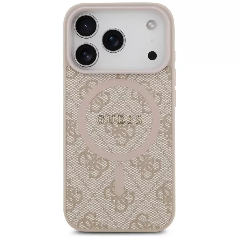 Capa Guess 4G Ring Classic Logo MagSafe para iPhone 17 Pro, rosa