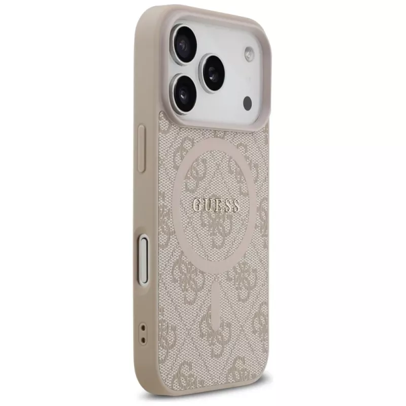 Capa Guess 4G Ring Classic Logo MagSafe para iPhone 17 Pro, rosa