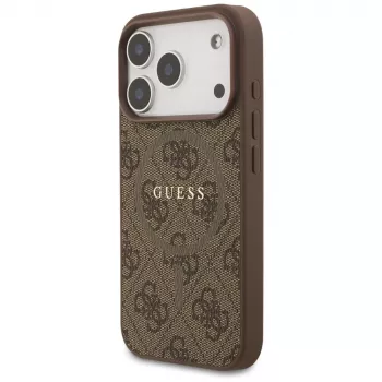 Capa Guess 4G Ring Classic Logo MagSafe para Apple iPhone 17 Pro, castanho