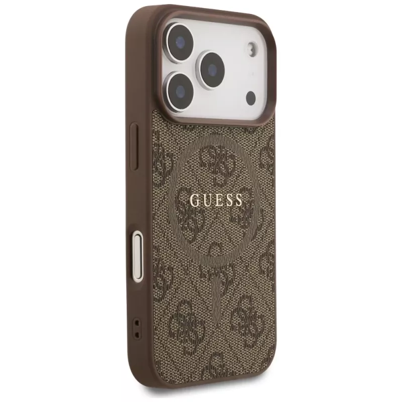 Capa Guess 4G Ring Classic Logo MagSafe para Apple iPhone 17 Pro, castanho