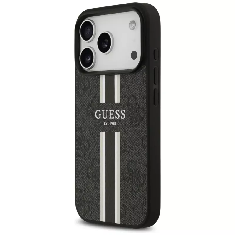 Capa Guess 4G Printed Stripes MagSafe para iPhone 17 Pro (preto)