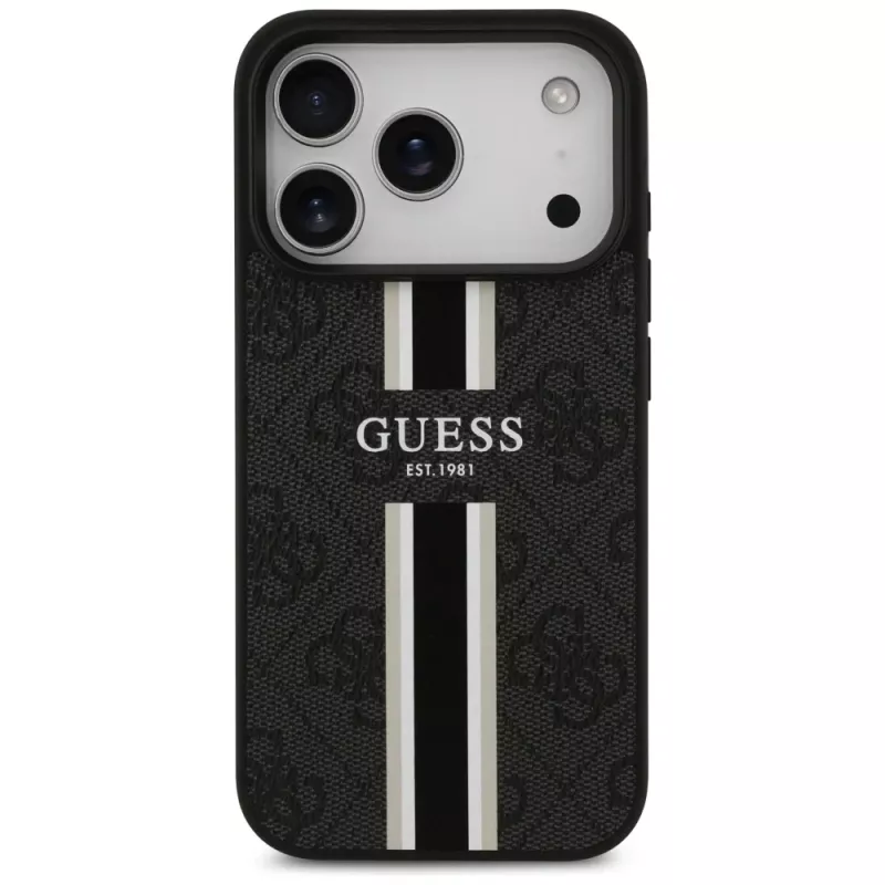 Capa Guess 4G Printed Stripes MagSafe para iPhone 17 Pro (preto)