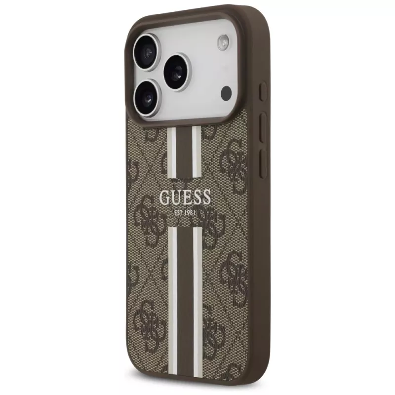 Capa Guess 4G Printed Stripes MagSafe para Apple iPhone 17 Pro - castanho