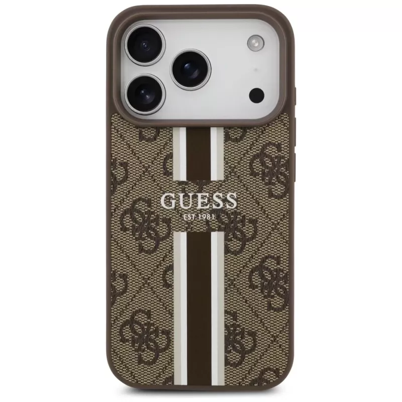 Capa Guess 4G Printed Stripes MagSafe para Apple iPhone 17 Pro - castanho