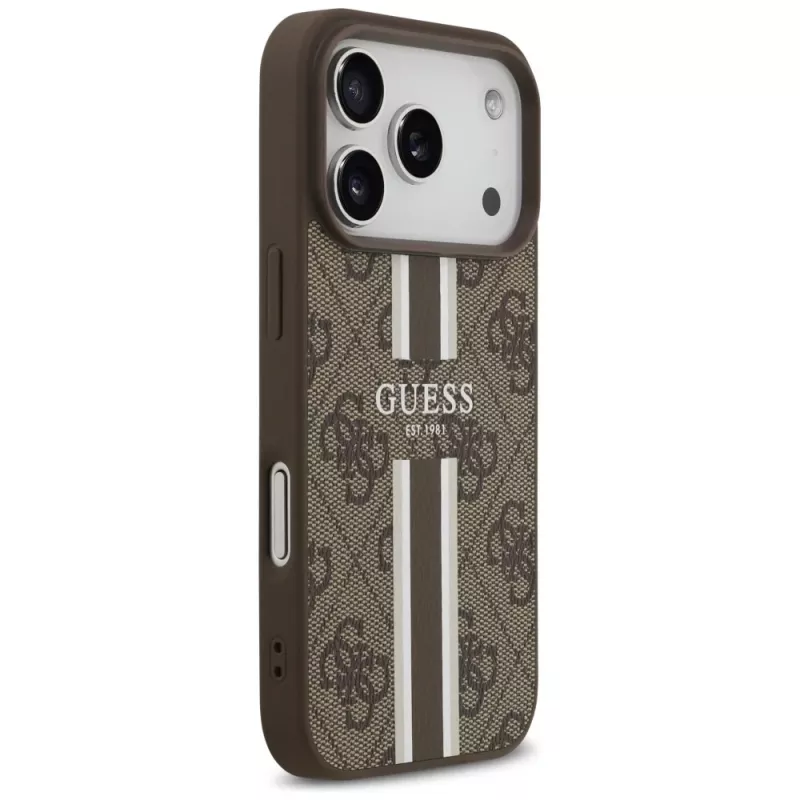 Capa Guess 4G Printed Stripes MagSafe para Apple iPhone 17 Pro - castanho