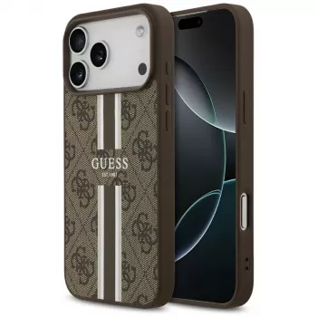Capa Guess 4G Printed Stripes MagSafe para iPhone 17 Pro Max (castanho)