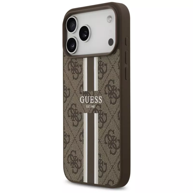 Capa Guess 4G Printed Stripes MagSafe para iPhone 17 Pro Max (castanho)
