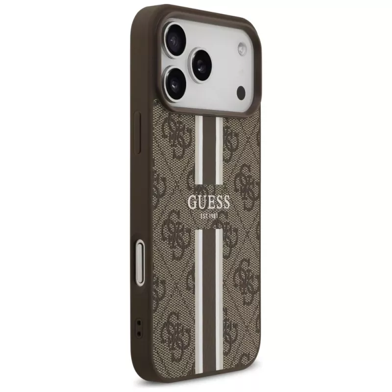 Capa Guess 4G Printed Stripes MagSafe para iPhone 17 Pro Max (castanho)