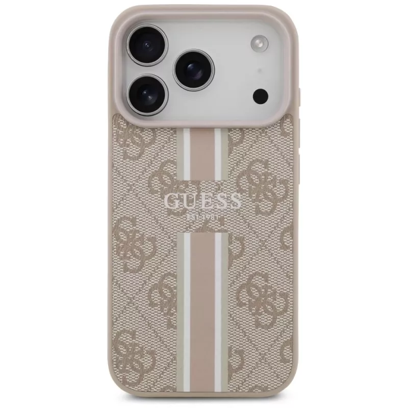 Capa Guess 4G Printed Stripes MagSafe para iPhone 17 Pro (rosa)