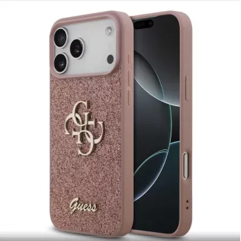 Capa Guess Fixed Glitter Big 4G para iPhone 17 Pro Max (rosa)