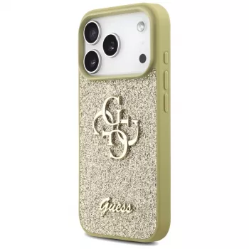 Capa Guess Fixed Glitter Big 4G para Apple iPhone 17 Pro, dourado