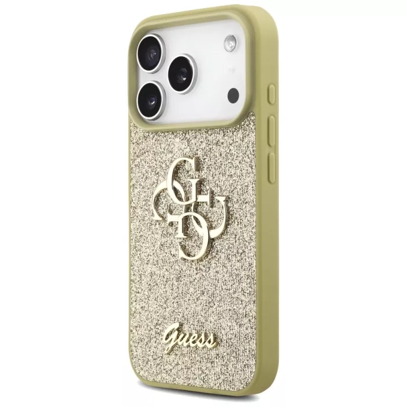 Capa Guess Fixed Glitter Big 4G para Apple iPhone 17 Pro, dourado