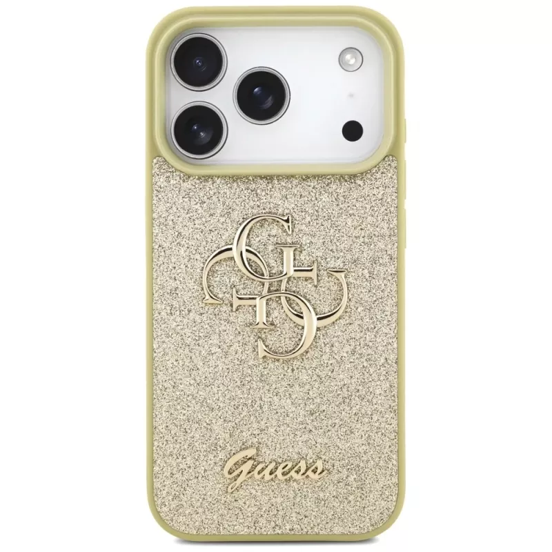 Capa Guess Fixed Glitter Big 4G para Apple iPhone 17 Pro, dourado