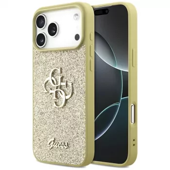 Capa Guess Fixed Glitter Big 4G para iPhone 17 Pro Max (dourado)