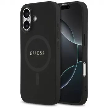 Capa Guess Saffiano Classic Logo MagSafe para iPhone 17, preto