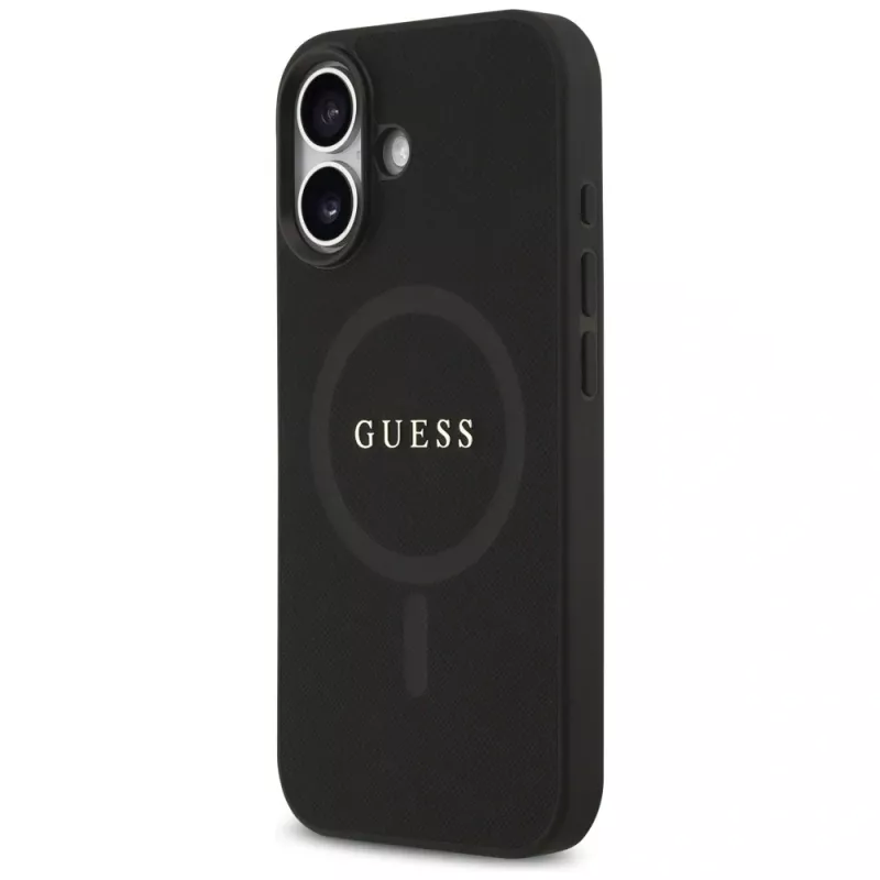 Capa Guess Saffiano Classic Logo MagSafe para iPhone 17, preto