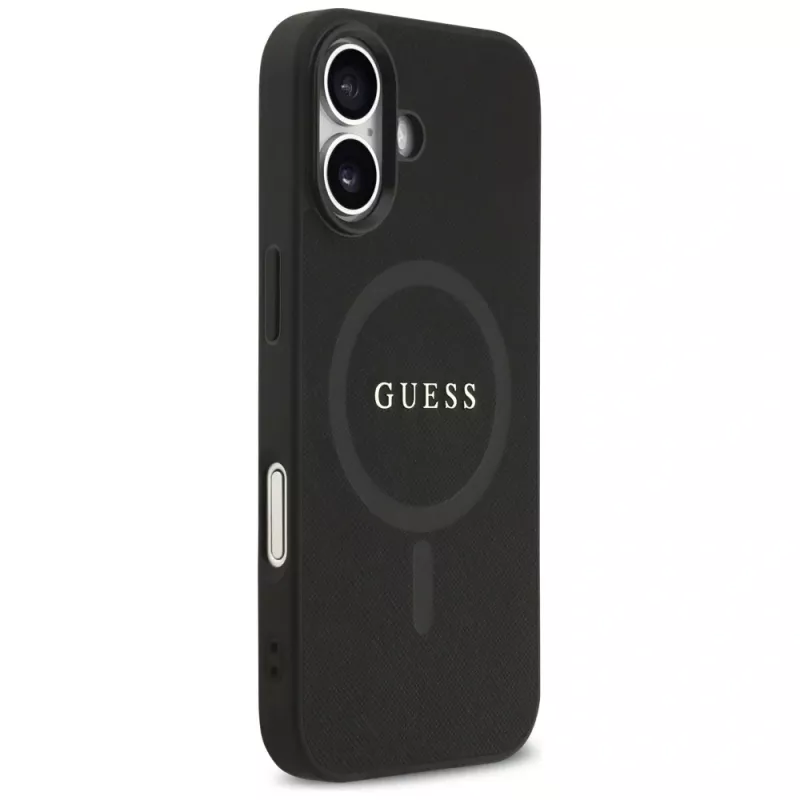 Capa Guess Saffiano Classic Logo MagSafe para iPhone 17, preto