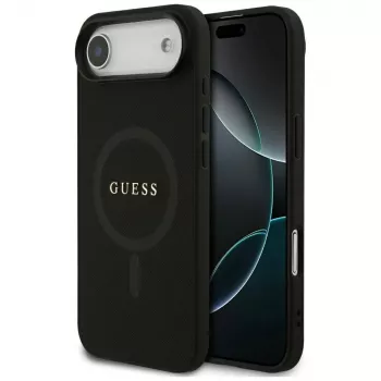 Capa Guess Saffiano Classic Logo MagSafe para iPhone Air, preto