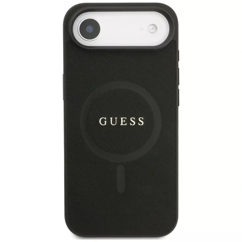 Capa Guess Saffiano Classic Logo MagSafe para iPhone Air, preto