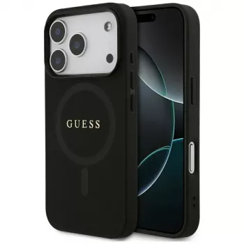 Capa Guess Saffiano Classic Logo MagSafe para iPhone 17 Pro, preto