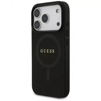 Capa Guess Saffiano Classic Logo MagSafe para iPhone 17 Pro, preto