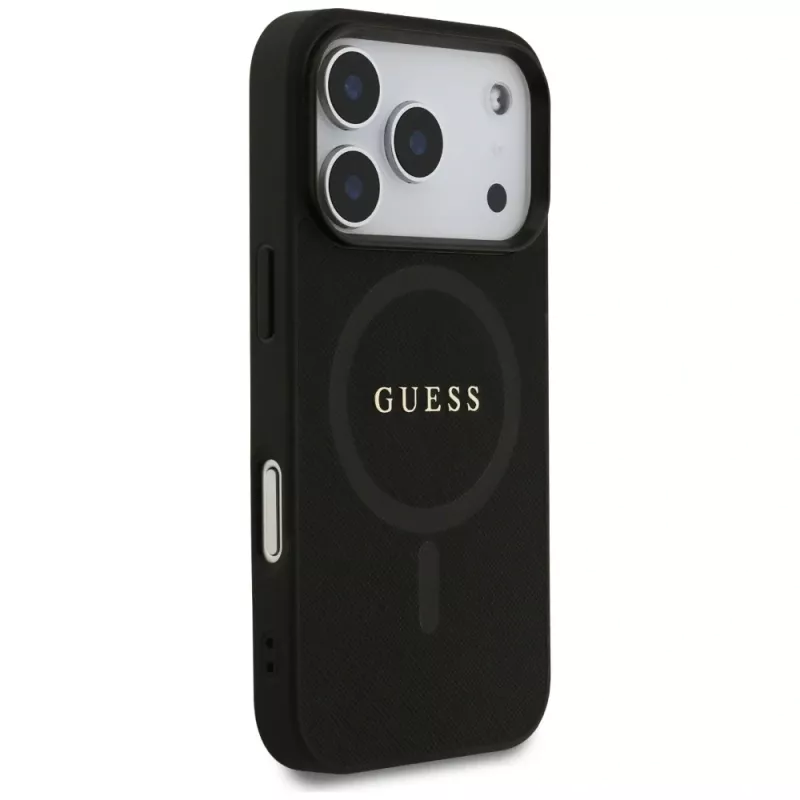 Capa Guess Saffiano Classic Logo MagSafe para iPhone 17 Pro, preto
