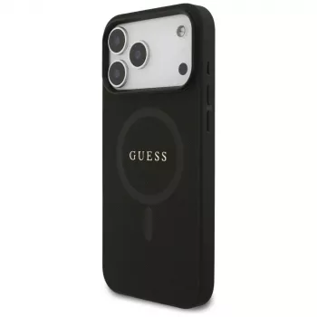 Capa Guess Saffiano Classic Logo MagSafe para iPhone 17 Pro Max, preto