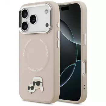 Capa Karl Lagerfeld Karl & Choupette Pins MagSafe para iPhone 17 Pro, rosa