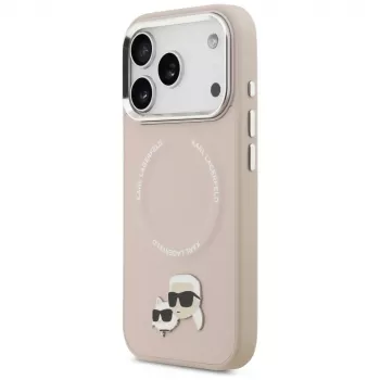 Capa Karl Lagerfeld Karl & Choupette Pins MagSafe para iPhone 17 Pro, rosa