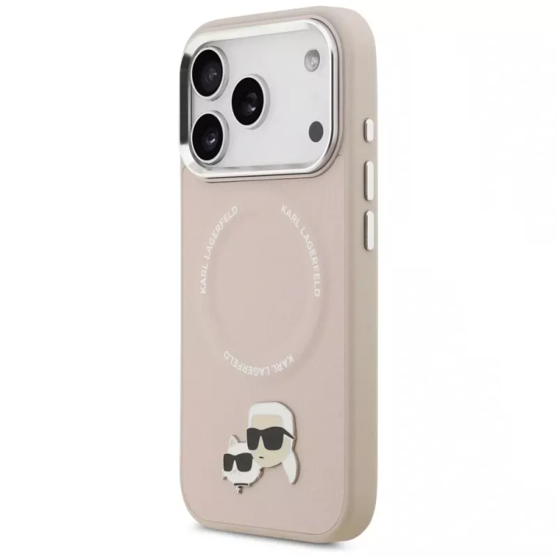 Capa Karl Lagerfeld Karl & Choupette Pins MagSafe para iPhone 17 Pro, rosa