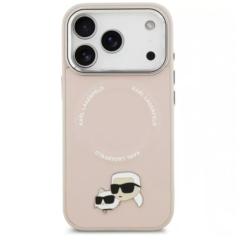 Capa Karl Lagerfeld Karl & Choupette Pins MagSafe para iPhone 17 Pro, rosa