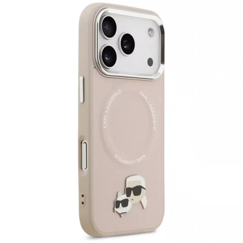 Capa Karl Lagerfeld Karl & Choupette Pins MagSafe para iPhone 17 Pro, rosa