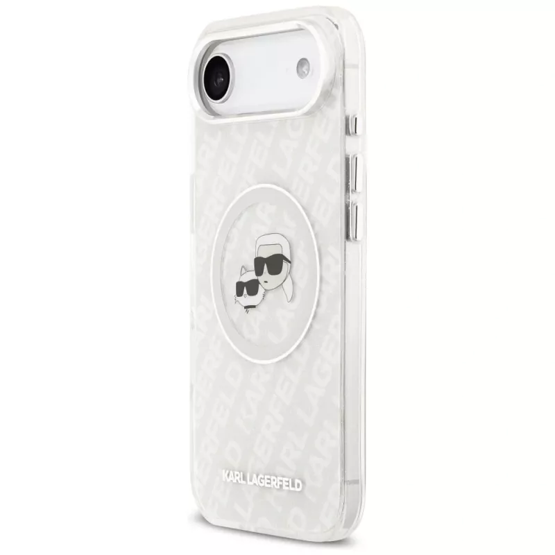 Karl Lagerfeld IML Glitter Karl & Choupette Heads Logo capa MagSafe para Apple iPhone Air - cinzenta