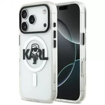 Capa KARL LAGERFELD IML Karl Sketch Logo MagSafe para iPhone 17 Pro, transparente