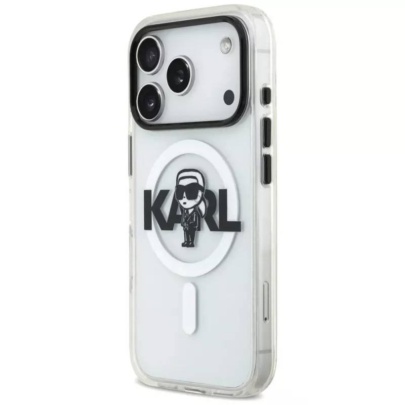Capa KARL LAGERFELD IML Karl Sketch Logo MagSafe para iPhone 17 Pro, transparente