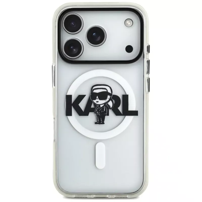 Capa KARL LAGERFELD IML Karl Sketch Logo MagSafe para iPhone 17 Pro, transparente