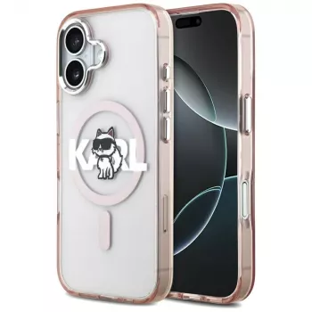 Capa MagSafe Karl Lagerfeld IML Choupette Sketch Logo para iPhone 17, rosa