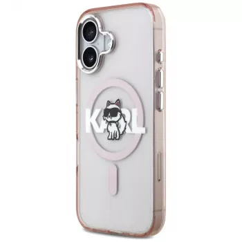 Capa MagSafe Karl Lagerfeld IML Choupette Sketch Logo para iPhone 17, rosa