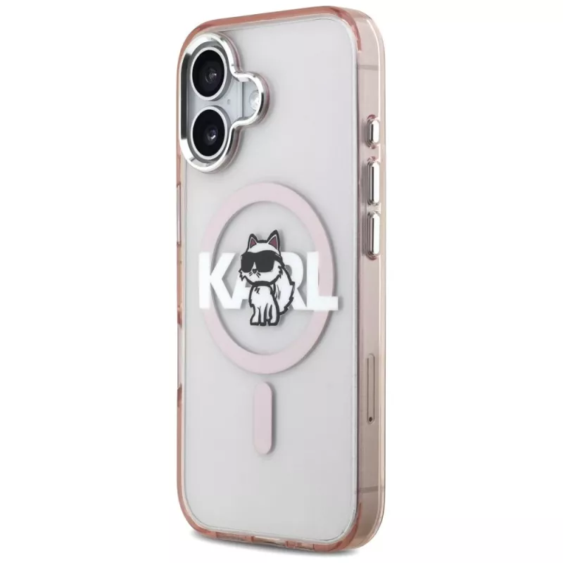 Capa MagSafe Karl Lagerfeld IML Choupette Sketch Logo para iPhone 17, rosa