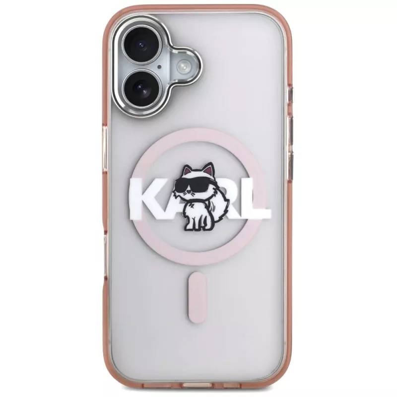 Capa MagSafe Karl Lagerfeld IML Choupette Sketch Logo para iPhone 17, rosa