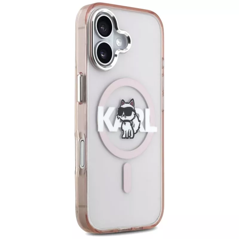 Capa MagSafe Karl Lagerfeld IML Choupette Sketch Logo para iPhone 17, rosa