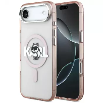 Capa MagSafe Karl Lagerfeld IML Choupette Sketch Logo para iPhone Air, rosa