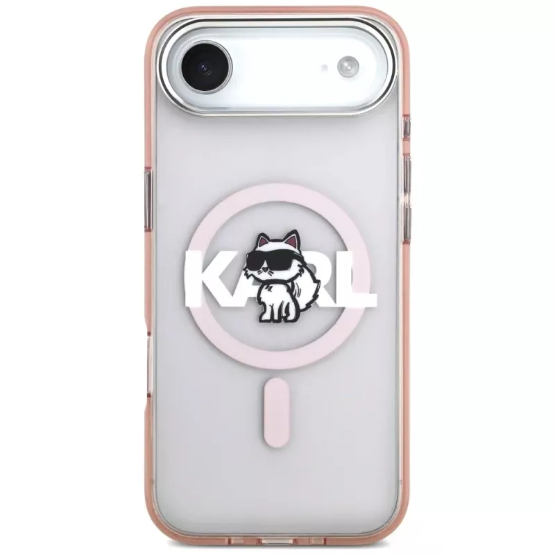 Capa MagSafe Karl Lagerfeld IML Choupette Sketch Logo para iPhone Air, rosa