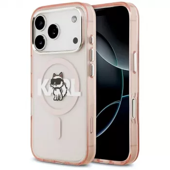 Capa MagSafe Karl Lagerfeld IML Choupette Sketch Logo para iPhone 17 Pro - rosa