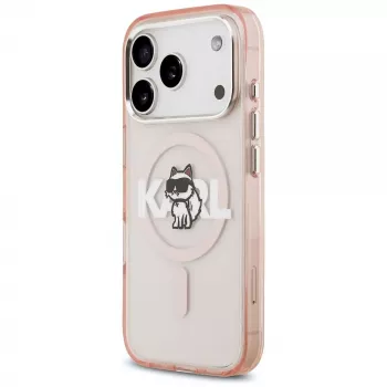 Capa MagSafe Karl Lagerfeld IML Choupette Sketch Logo para iPhone 17 Pro - rosa