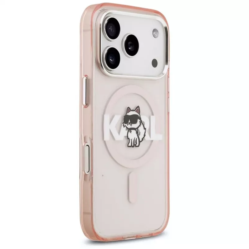 Capa MagSafe Karl Lagerfeld IML Choupette Sketch Logo para iPhone 17 Pro - rosa