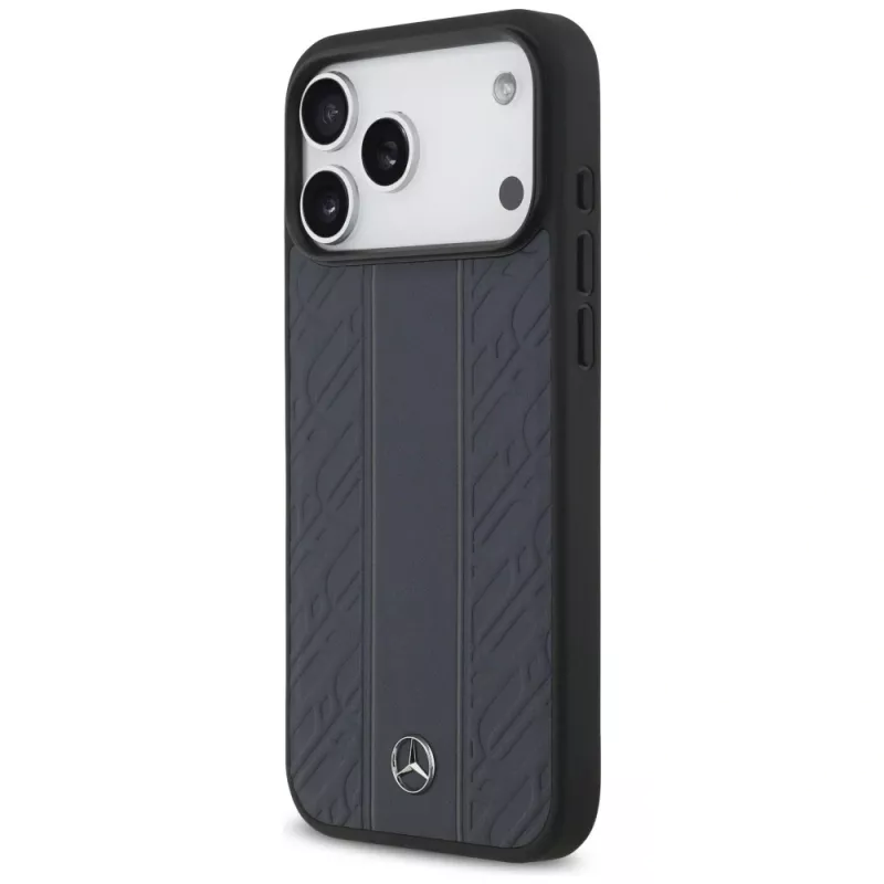 Capa MagSafe Mercedes em pele Lorbeerblätter Streifen para iPhone 17 Pro Max, azul