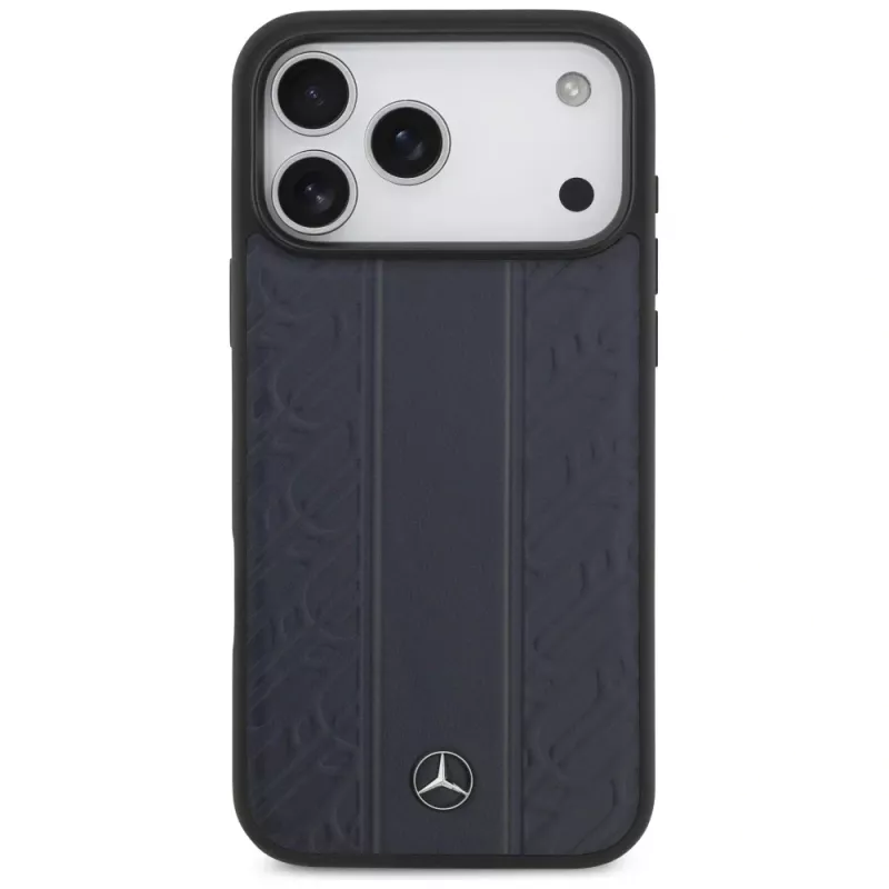 Capa MagSafe Mercedes em pele Lorbeerblätter Streifen para iPhone 17 Pro Max, azul